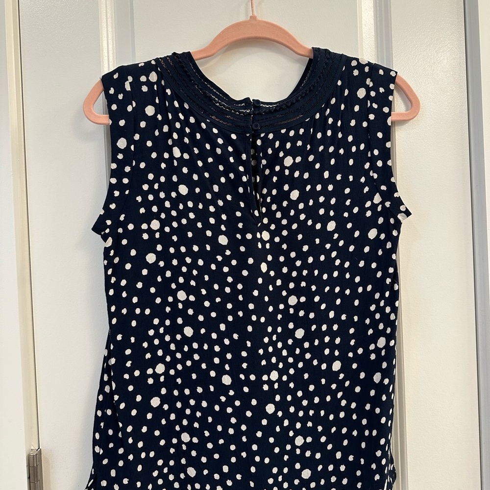Meadow Rue Blue Sleeveless Ribbed Ruffled Blouse - Picture 5 of 5